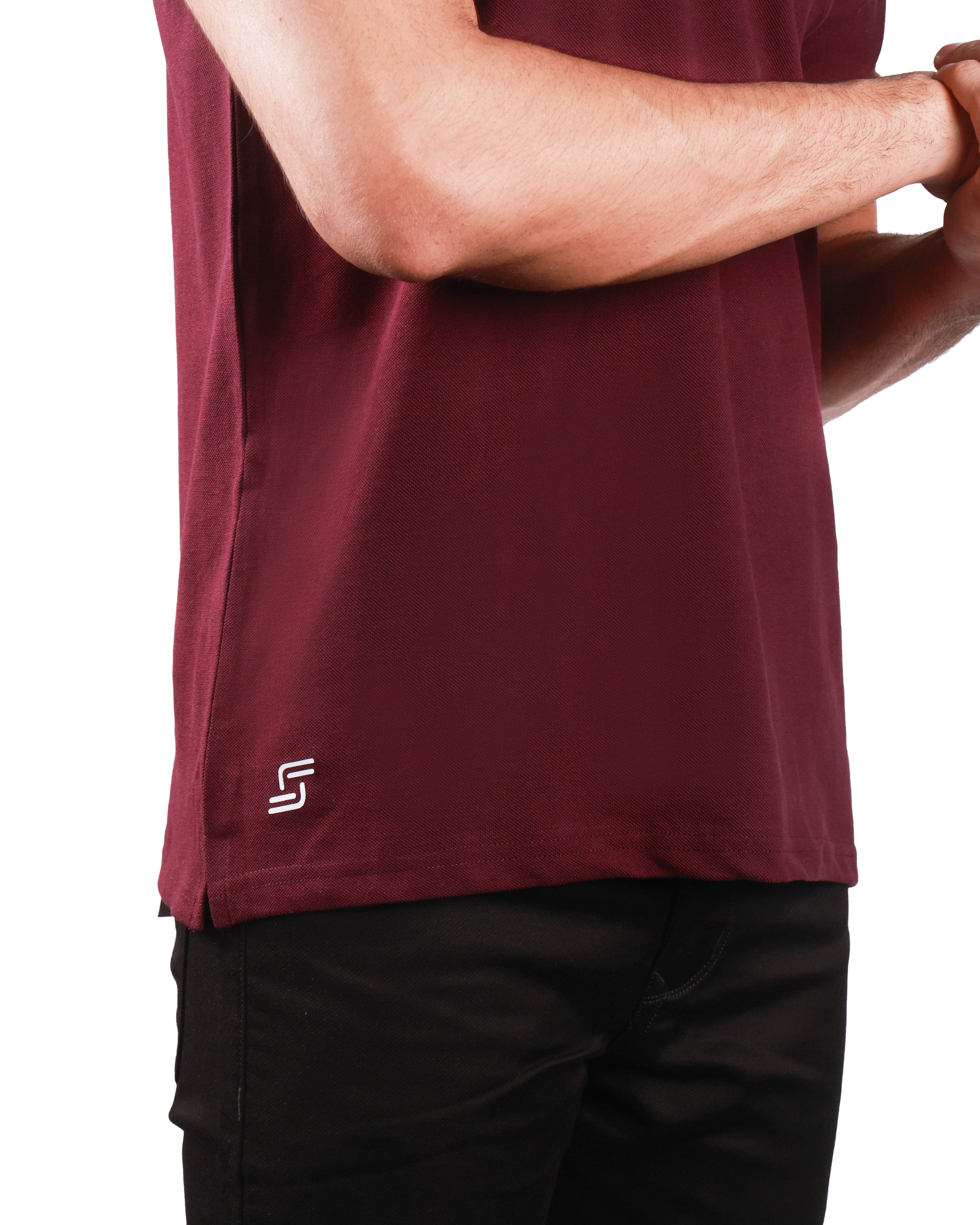 Pure Cotton Polo Tshirt - Wine Red